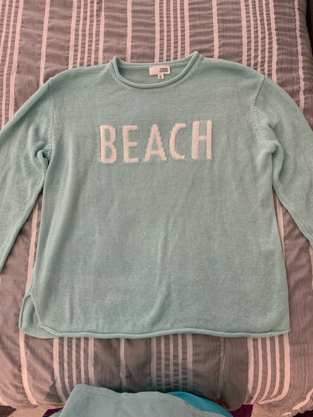 Women’s Light Mint 'BEACH' Crewneck Sweater